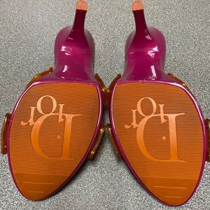 Pre owned Dior logo pink and orange sandal heels